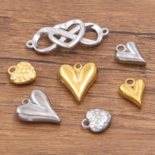 Stainless Steel Heart Pendants, 304 Stainless Steel, plated, DIY, more colors for choice, 100PCs/Bag, Sold By Bag