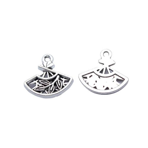 Tibetan Style Pendants, Fan, plated, DIY & hollow, 18x17mm, Sold By PC
