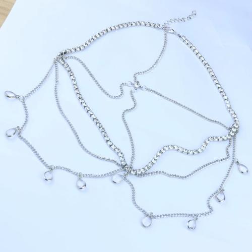 Tibetan Style Head Chain, with Crystal, platinum color plated, multilayer & for woman & with rhinestone, Length:Approx 50-60 cm, Sold By PC