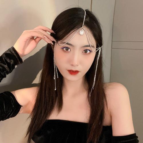 Tibetan Style Head Chain, with Crystal, plated, multilayer & for woman & with rhinestone, more colors for choice, Length:Approx 55 cm, Sold By PC