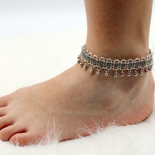 alliage de zinc bracelet de cheville, Plaqué de couleur d'argent, Vintage & pour femme, Longueur:Environ 8-9 pouce, Vendu par PC