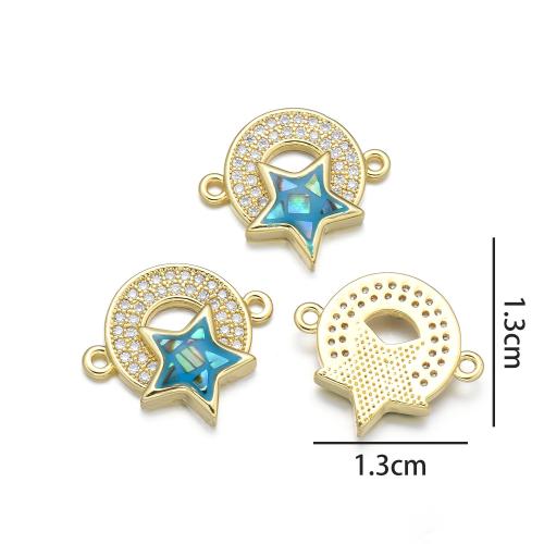Цирконий Micro Pave Латунный разъем, Латунь, плакирован золотом, DIY & инкрустированное микро кубического циркония & эмаль & 1/1 петля, Много цветов для выбора, не содержит никель, свинец, 13x13mm, продается PC