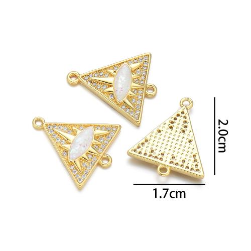 Cubic Zirconia Micro Pave Brass Connector, with White Shell, gold color plated, DIY & micro pave cubic zirconia & with rhinestone & 1/1 loop, more colors for choice, nickel, lead & cadmium free, Sold By PC