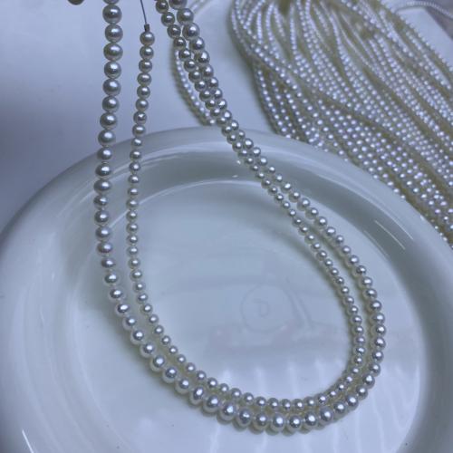 Natural Freshwater Pearl Loose Beads, Oval, DIY, white, 3-5mm, Sold Per 40 cm Strand