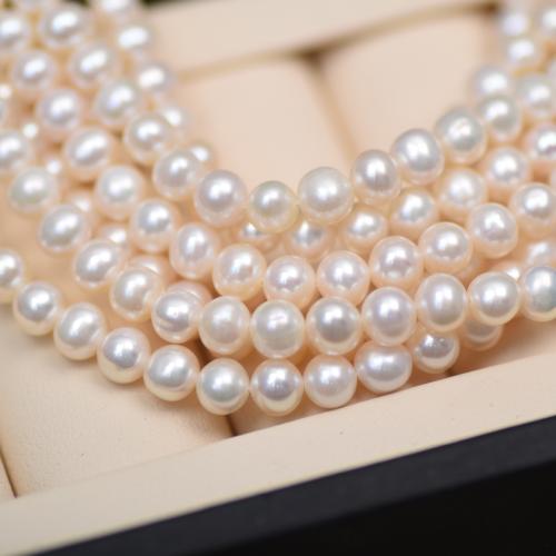 Natural Freshwater Pearl Loose Beads, Slightly Round, DIY, white, 5-6mm, Sold Per 36 cm Strand
