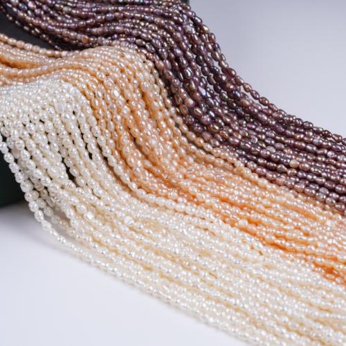 Perlas Arroz Freshwater, Perlas cultivadas de agua dulce, Bricolaje, más colores para la opción, 2.8-3.2mm, Vendido para 36 cm Sarta
