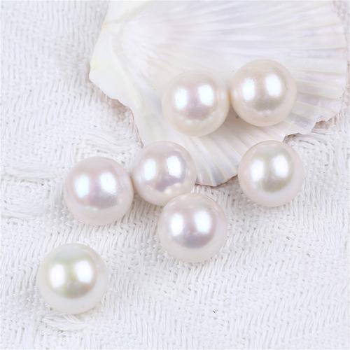 Perles de nacre rondes de culture d'eau douce, perle d'eau douce cultivée, DIY, blanc, 14-15mm, Vendu par paire