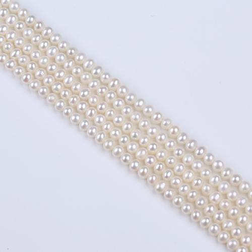 Perles nacres pommes de terre de culture d'eau douce, perle d'eau douce cultivée, Légèrement rond, DIY, blanc, 3-9mm, Vendu par 37 cm brin