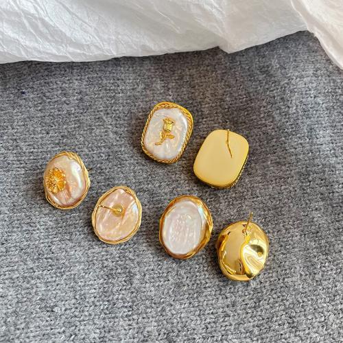 Süßwasserperlen Ohrringe, Natürliche kultivierte Süßwasserperlen, mit Messing, Barock, plattiert, Modeschmuck, keine, 23x18x8mm, verkauft von Paar