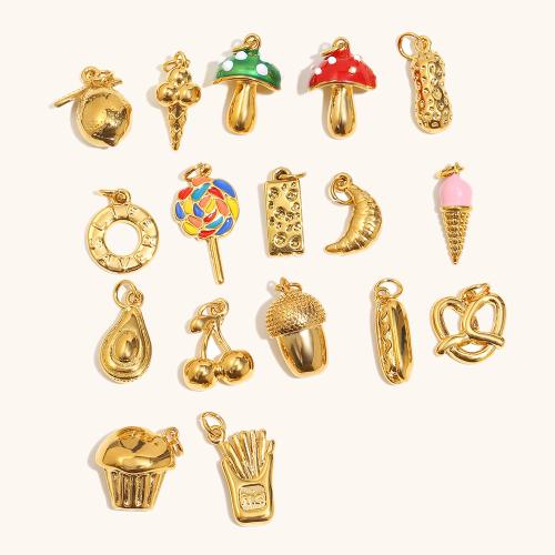 Stainless Steel Pendants, 304 Stainless Steel, 18K gold plated, DIY & different styles for choice & enamel, Sold By PC