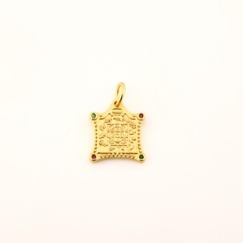 Cubic Zirconia Micro Pave Brass Pendant, DIY & micro pave cubic zirconia, golden, 15.50x13.50x1.50mm, Sold By PC