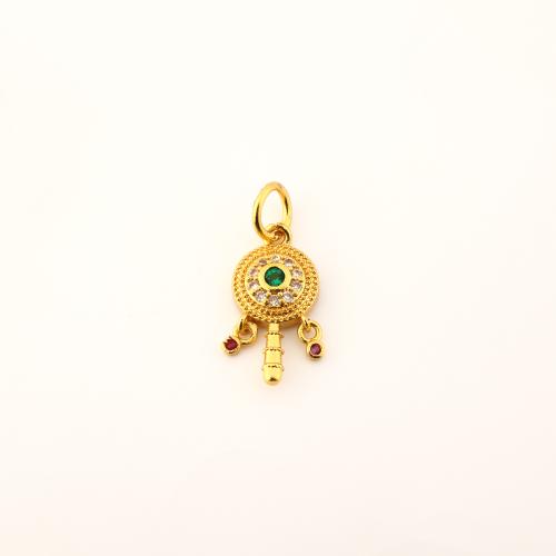 Cubic Zirconia Micro Pave Brass Pendant, DIY & micro pave cubic zirconia, golden, 19x8.50x2.50mm, Sold By PC