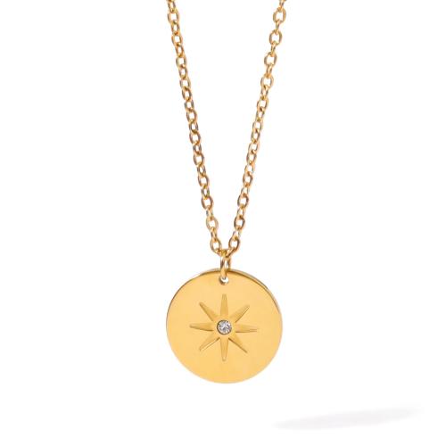 Stainless Steel Jewelry Necklace, 304 Stainless Steel, with Crystal, 18K gold plated, fashion jewelry & different styles for choice & for woman, Sold By PC