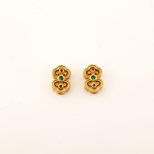 Brass Beads, DIY & micro pave cubic zirconia & hollow, golden, 11x7x3.50mm, Sold By PC