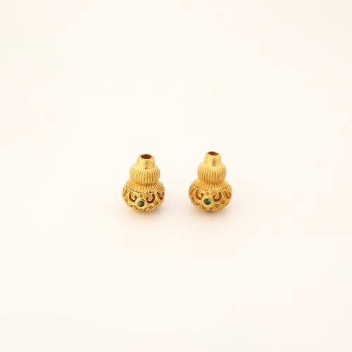 Brass Beads, Calabash, DIY & micro pave cubic zirconia & hollow, golden, 9x8x8mm, Sold By PC