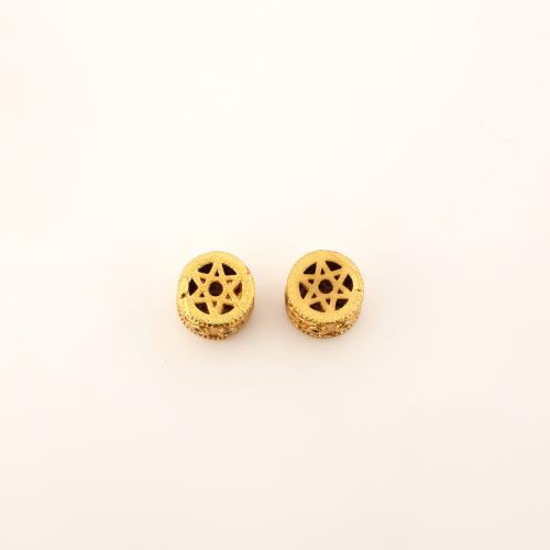 Brass Beads, Round, DIY & micro pave cubic zirconia & hollow, golden, 6x8x8mm, Sold By PC