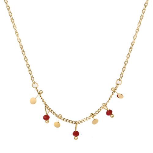 Natural Gemstone Jewelry Sets, Titanium Steel, with Natural Stone, plated, fashion jewelry & different styles for choice & for woman, golden, Sold By PC