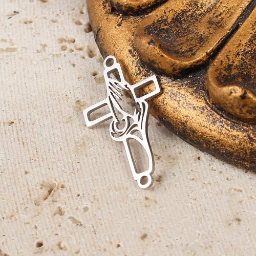 Stainless Steel Cross Pendants, 304 Stainless Steel, silver color plated, DIY, silver color, 13.03x0.86x22.71mm, Sold By PC