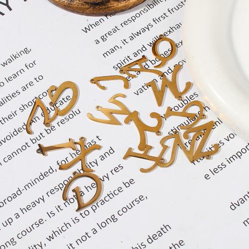 Stainless Steel Letter Pendants, 304 Stainless Steel, Alphabet Letter, gold color plated, DIY, golden, Sold By PC