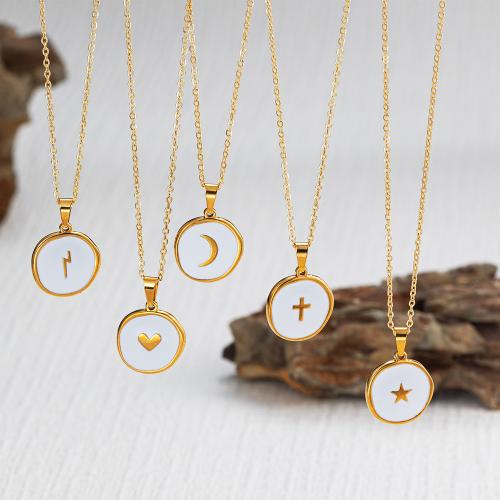 Stainless Steel Jewelry Necklace, 304 Stainless Steel, with Shell, plated, fashion jewelry, more colors for choice, Sold By PC