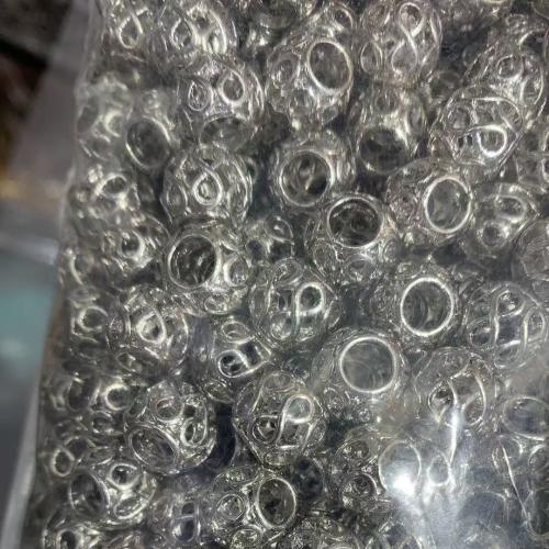 Perles creuses en alliage de zinc, Placage de couleur argentée, DIY, argent, 10x10mm, Vendu par PC