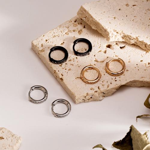 Huggie Ohrreifen, 304 Edelstahl, plattiert, Modeschmuck & Micro pave Zirkonia, keine, verkauft von Paar