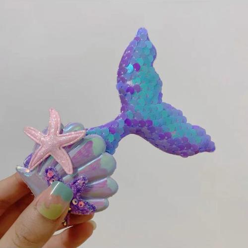 Cloth Children Hair Accessories, with Plastic Sequin, Mermaid tail, cute & Girl, more colors for choice, 110x30mm, Sold By PC