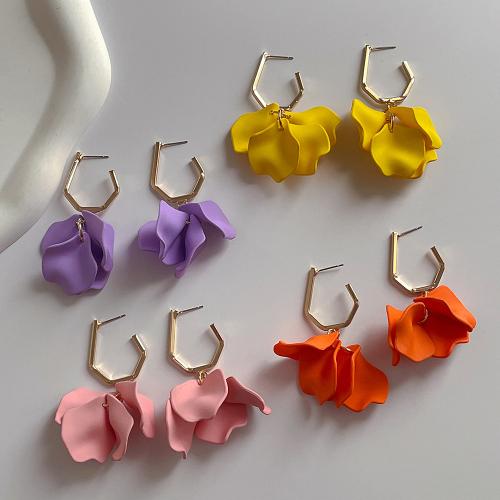 Resin Drop Earring, with 304 Stainless Steel, petals, fashion jewelry & for woman, more colors for choice, 25x70mm, Sold By Pair