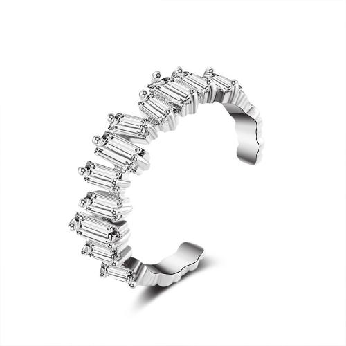 metal Anillo de dedo Cuff, Patrón Geométrico, chapado, micro arcilla de zirconia cúbica & para mujer, más colores para la opción, Vendido por UD