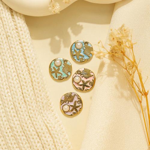 Edelstahl Schmuck Anhänger, 304 Edelstahl, mit Kunststoff Perlen, goldfarben plattiert, DIY & Emaille, keine, 10PCs/Tasche, verkauft von Tasche
