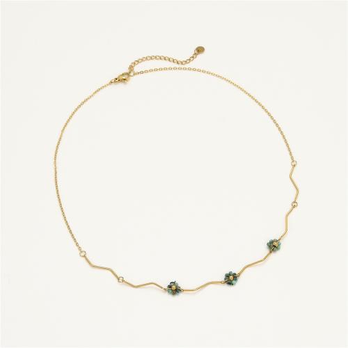 Natural Gemstone Necklace, 304 Stainless Steel, with Natural Stone, 18K gold plated, fashion jewelry & for woman, Sold By PC