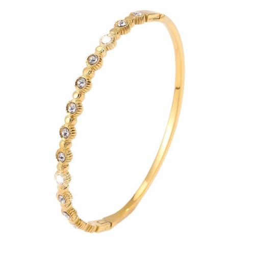 Bracelet en acier inoxydable, Acier inoxydable 304, bijoux de mode & pour femme & avec strass, doré, Vendu par PC
