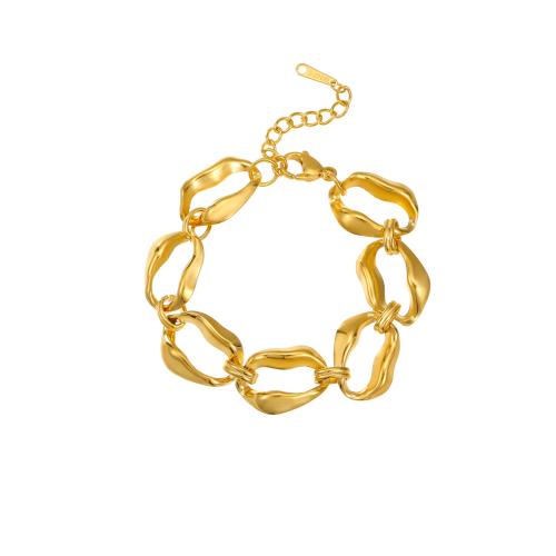 Stainless Steel Jewelry Bracelet, 304 Stainless Steel, 18K gold plated, fashion jewelry & for woman & hollow, Sold By PC