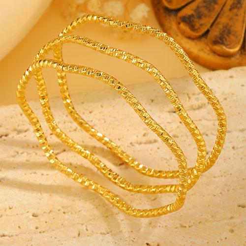 Brazalete del acero inoxidable, acero inoxidable 304, chapado, tres piezas & diferentes patrones para la opción & para mujer, dorado, Vendido por Set