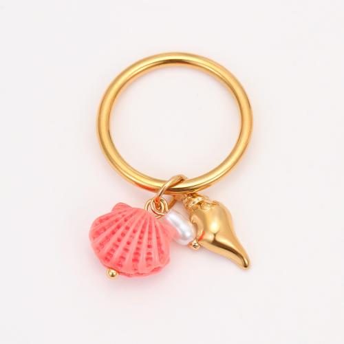 304 Stainless Steel Finger Ring, with Resin, gold color plated, fashion jewelry & for woman, more colors for choice, Sold By PC