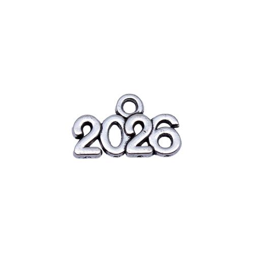 Pendentif alphabet en zinc, alliage de zinc, numéro, Placage, DIY, 15x9.20mm, 40PC/sac, Vendu par sac