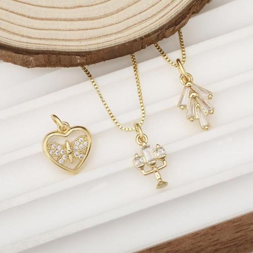 Cubic Zirconia Micro Pave Brass Pendant, plated, DIY & micro pave cubic zirconia, more colors for choice, nickel, lead & cadmium free, Sold By PC