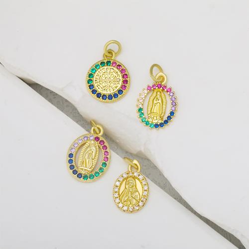 Cubic Zirconia Micro Pave Brass Pendant, plated, DIY & micro pave cubic zirconia & enamel, golden, nickel, lead & cadmium free, Sold By PC