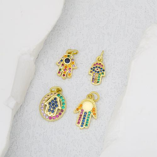 Cubic Zirconia Micro Pave Brass Pendant, plated, DIY & micro pave cubic zirconia, golden, nickel, lead & cadmium free, Sold By PC
