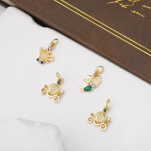 Cubic Zirconia Micro Pave Brass Pendant, plated, DIY & micro pave cubic zirconia, golden, nickel, lead & cadmium free, Sold By PC