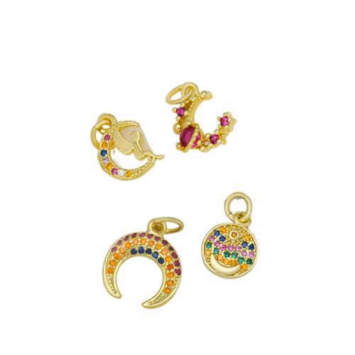 Cubic Zirconia Micro Pave Brass Pendant, plated, DIY & micro pave cubic zirconia, golden, nickel, lead & cadmium free, Sold By PC