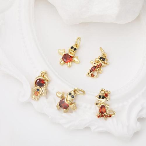 Cubic Zirconia Micro Pave Brass Pendant, Fruit, plated, DIY & micro pave cubic zirconia, golden, nickel, lead & cadmium free, Sold By PC