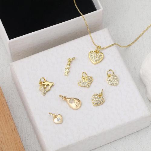 Cubic Zirconia Micro Pave Brass Pendant, plated, DIY & micro pave cubic zirconia, golden, Sold By PC