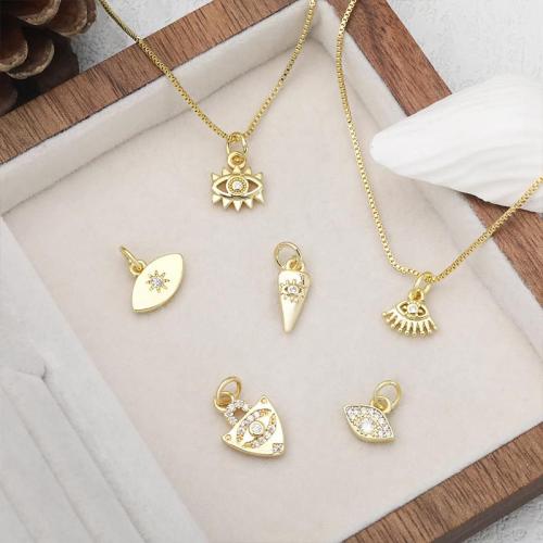 Cubic Zirconia Micro Pave Brass Pendant, plated, DIY & micro pave cubic zirconia, golden, Sold By PC