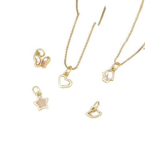 Shell Pendants, Brass, with Shell, plated, DIY, golden, nickel, lead & cadmium free, Sold By PC