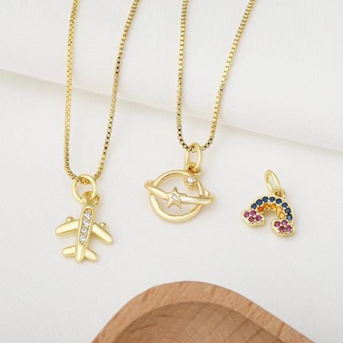 Cubic Zirconia Micro Pave Brass Pendant, plated, DIY & micro pave cubic zirconia, golden, Sold By PC