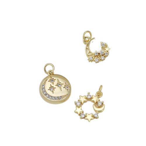 Cubic Zirconia Micro Pave Brass Pendant, plated, DIY & micro pave cubic zirconia, golden, Sold By PC