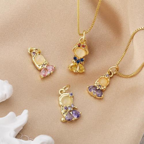 Cubic Zirconia Micro Pave Brass Pendant, with Resin, plated, DIY & micro pave cubic zirconia, golden, nickel, lead & cadmium free, Sold By PC