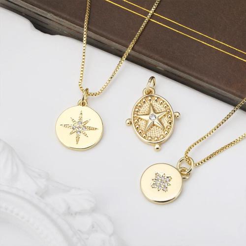 Cubic Zirconia Micro Pave Brass Pendant, plated, DIY & micro pave cubic zirconia, golden, Sold By PC
