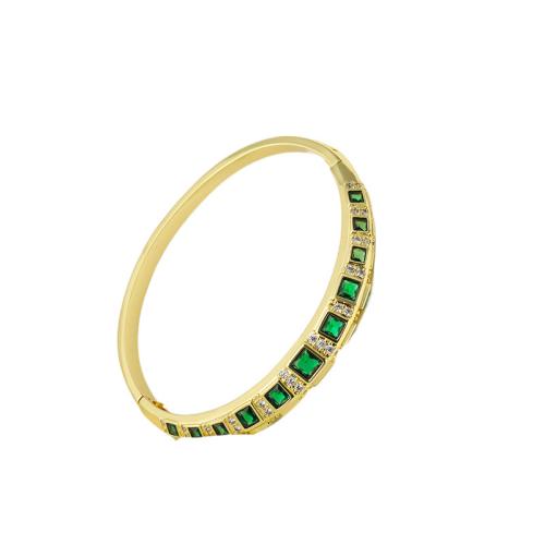 laiton bracelet ordinaire, Placage, bijoux de mode & pavé de micro zircon, doré, protéger l'environnement, sans nickel, plomb et cadmium, Vendu par PC